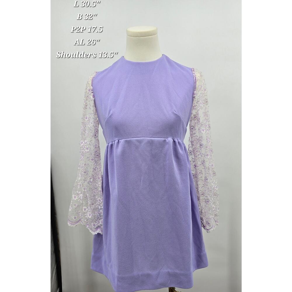 Vintage 70s Handmade Fairycore Lace Belle Sleeve Baby Doll Dress